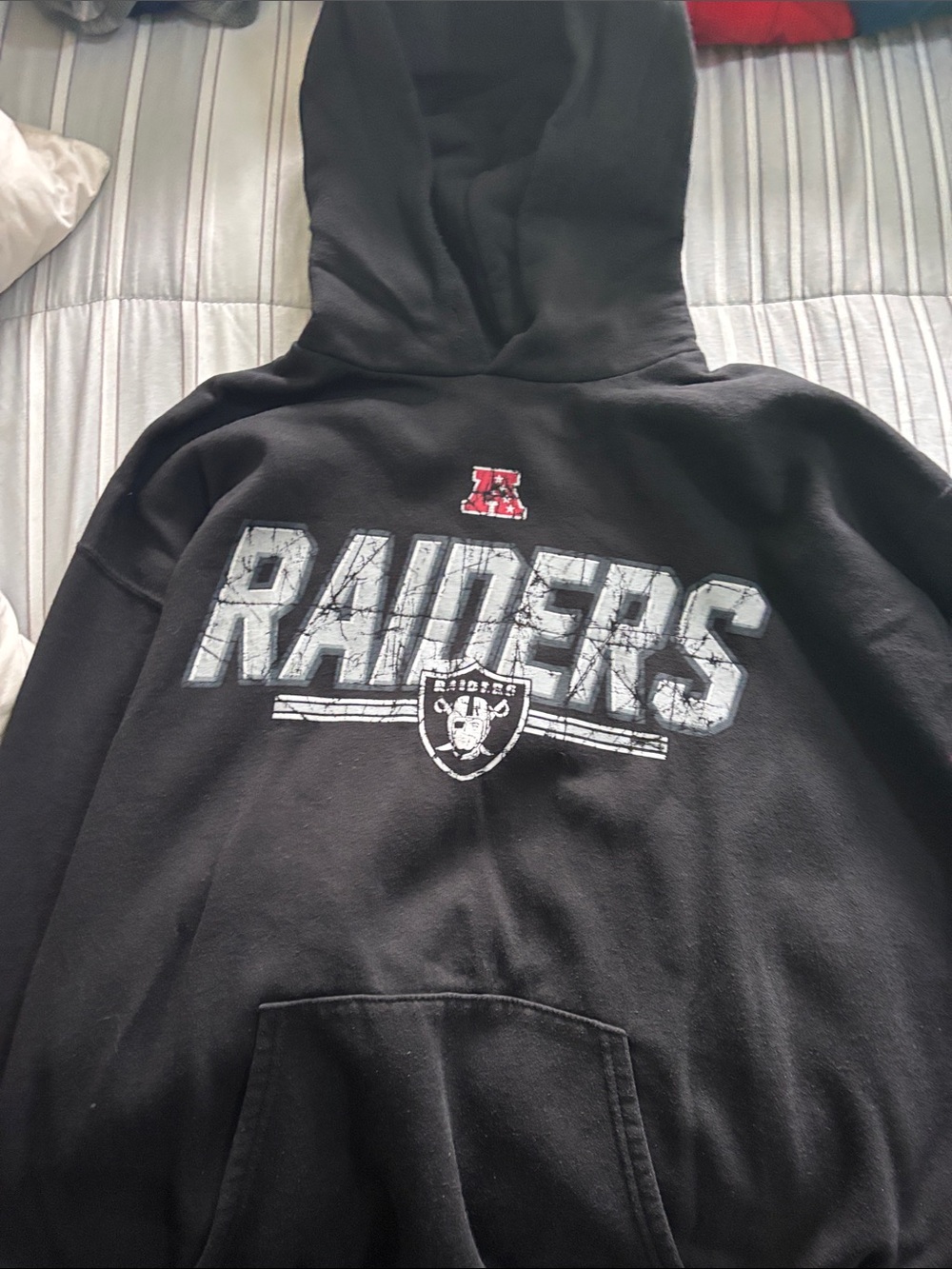 Raiders Black Graphic Hoodie with Team Logo